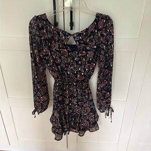 City Studios Floral Mini with Long Sleeves and Bow belt